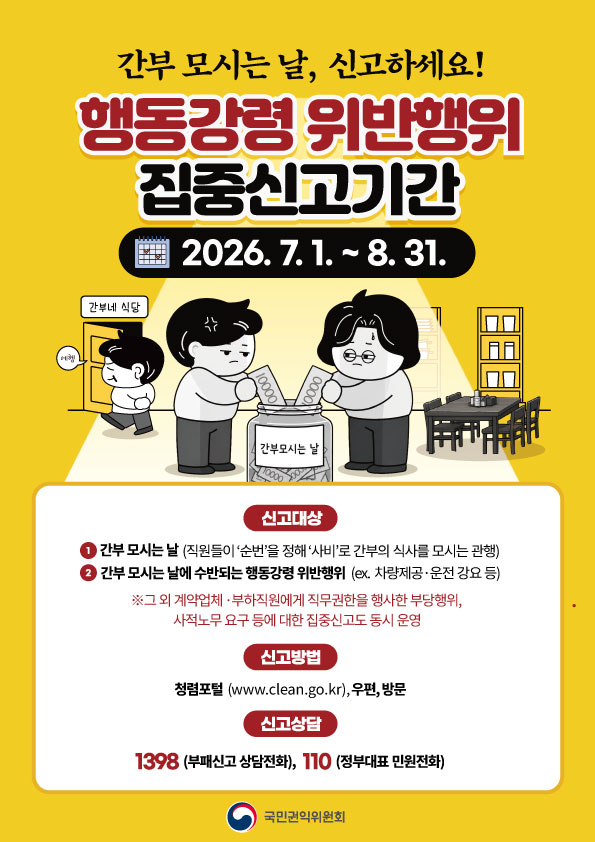 관행적 부패행위 등 위반행위 집중신고기간 운영
